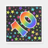 星+カラフルレインボーパターン「10」イベント番号 スタンダードランチョンナプキン (正面)
