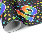 星+カラフルレインボーパターン「10」イベント番号 ラッピングペーパー (ロールコーナー)
