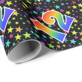 星+カラフルレインボーパターン「12」イベント番号 ラッピングペーパー (ロールコーナー)