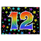 星+カラフルレインボーパターン「12」イベント番号 ラージペーパーバッグ (裏面)