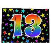 星+カラフルレインボーパターン「13」イベント番号 ラージペーパーバッグ (裏面)