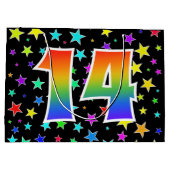 星+カラフルレインボーパターン「14」イベント番号 ラージペーパーバッグ (裏面)
