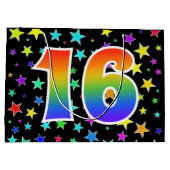 星+カラフルレインボーパターン「16」イベント番号 ラージペーパーバッグ (裏面)