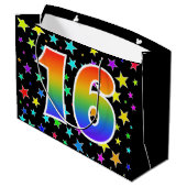 星+カラフルレインボーパターン「16」イベント番号 ラージペーパーバッグ (裏面アングル)