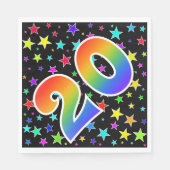 星+カラフルレインボーパターン「20」イベント番号 スタンダードランチョンナプキン (正面)