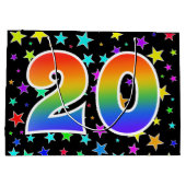 星+カラフルレインボーパターン「20」イベント番号 ラージペーパーバッグ (裏面)