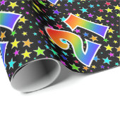 星+カラフルレインボーパターン「21」イベント番号 ラッピングペーパー (ロールコーナー)