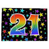 星+カラフルレインボーパターン「21」イベント番号 ラージペーパーバッグ (裏面)