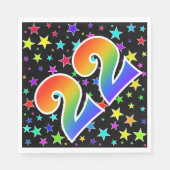 星+カラフルレインボーパターン「22」イベント番号 スタンダードランチョンナプキン (正面)