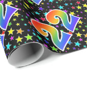 星+カラフルレインボーパターン「22」イベント番号 ラッピングペーパー (ロールコーナー)