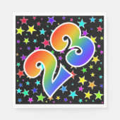 星+カラフルレインボーパターン「23」イベント番号 スタンダードランチョンナプキン (正面)