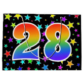 星+カラフルレインボーパターン「28」イベント番号 ラージペーパーバッグ (裏面)