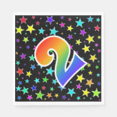 星+カラフルレインボーパターン「2」イベント番号 スタンダードランチョンナプキン (正面)