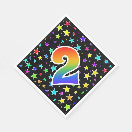星+カラフルレインボーパターン「2」イベント番号 スタンダードランチョンナプキン (角)