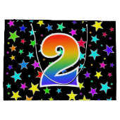 星+カラフルレインボーパターン「2」イベント番号 ラージペーパーバッグ (裏面)