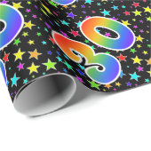 星+カラフルレインボーパターン「30」イベント番号 ラッピングペーパー (ロールコーナー)