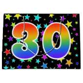 星+カラフルレインボーパターン「30」イベント番号 ラージペーパーバッグ (正面)