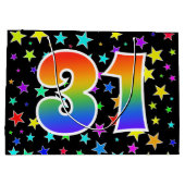 星+カラフルレインボーパターン「31」イベント番号 ラージペーパーバッグ (裏面)