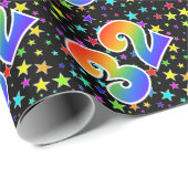 星+カラフルレインボーパターン「32」イベント番号 ラッピングペーパー (ロールコーナー)