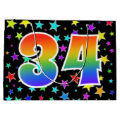 星+カラフルレインボーパターン「34」イベント番号 ラージペーパーバッグ (裏面)