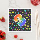 星+カラフルレインボーパターン「3」イベント番号 スタンダードランチョンナプキン (インサイチュ)
