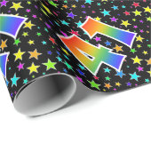星+カラフルレインボーパターン「41」イベント番号 ラッピングペーパー (ロールコーナー)