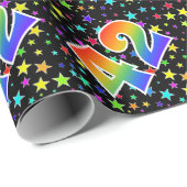 星+カラフルレインボーパターン「42」イベント番号 ラッピングペーパー (ロールコーナー)