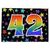 星+カラフルレインボーパターン「42」イベント番号 ラージペーパーバッグ (裏面)