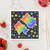 星+カラフルレインボーパターン「45」イベント番号 スタンダードランチョンナプキン (インサイチュ)