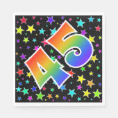 星+カラフルレインボーパターン「45」イベント番号 スタンダードランチョンナプキン (正面)