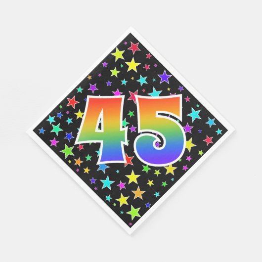 星+カラフルレインボーパターン「45」イベント番号 スタンダードランチョンナプキン (角)