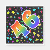 星+カラフルレインボーパターン「46」イベント番号 スタンダードランチョンナプキン (正面)