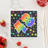 星+カラフルレインボーパターン"48"イベント番号 スタンダードランチョンナプキン (インサイチュ)