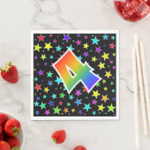 星+カラフルレインボーパターン「4」イベント番号 スタンダードランチョンナプキン (インサイチュ)