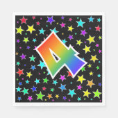 星+カラフルレインボーパターン「4」イベント番号 スタンダードランチョンナプキン (正面)