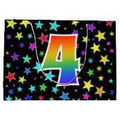 星+カラフルレインボーパターン「4」イベント番号 ラージペーパーバッグ (裏面)