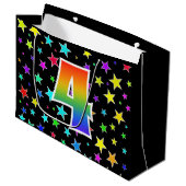 星+カラフルレインボーパターン「4」イベント番号 ラージペーパーバッグ (正面アングル)