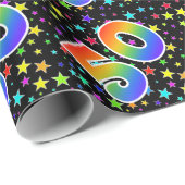 星+カラフルレインボーパターン"50"イベント番号 ラッピングペーパー (ロールコーナー)