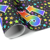 星+カラフルレインボーパターン"51"イベント番号 ラッピングペーパー (ロールコーナー)