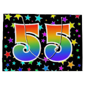 星+カラフルレインボーパターン"55"イベント番号 ラージペーパーバッグ (裏面)