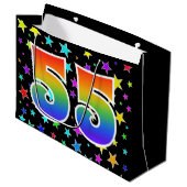 星+カラフルレインボーパターン"55"イベント番号 ラージペーパーバッグ (正面アングル)