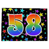 星+カラフルレインボーパターン"58"イベント番号 ラージペーパーバッグ (裏面)