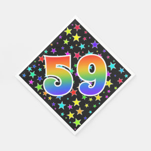 星+カラフルレインボーパターン"59"イベント番号 スタンダードランチョンナプキン