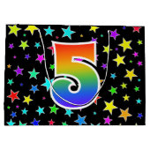 星+カラフルレインボーパターン"5"イベント番号 ラージペーパーバッグ (裏面)