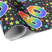 星+カラフルレインボーパターン"60"イベント番号 ラッピングペーパー (ロールコーナー)
