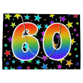 星+カラフルレインボーパターン"60"イベント番号 ラージペーパーバッグ (裏面)
