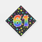 星+カラフルレインボーパターン"61"イベント番号 スタンダードランチョンナプキン (角)