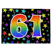 星+カラフルレインボーパターン"61"イベント番号 ラージペーパーバッグ (裏面)