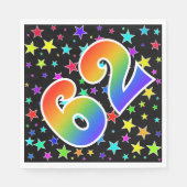 星+カラフルレインボーパターン"62"イベント番号 スタンダードランチョンナプキン (正面)