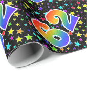 星+カラフルレインボーパターン"62"イベント番号 ラッピングペーパー (ロールコーナー)